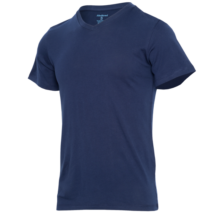 Men's Blue Pima Cotton V-Neck